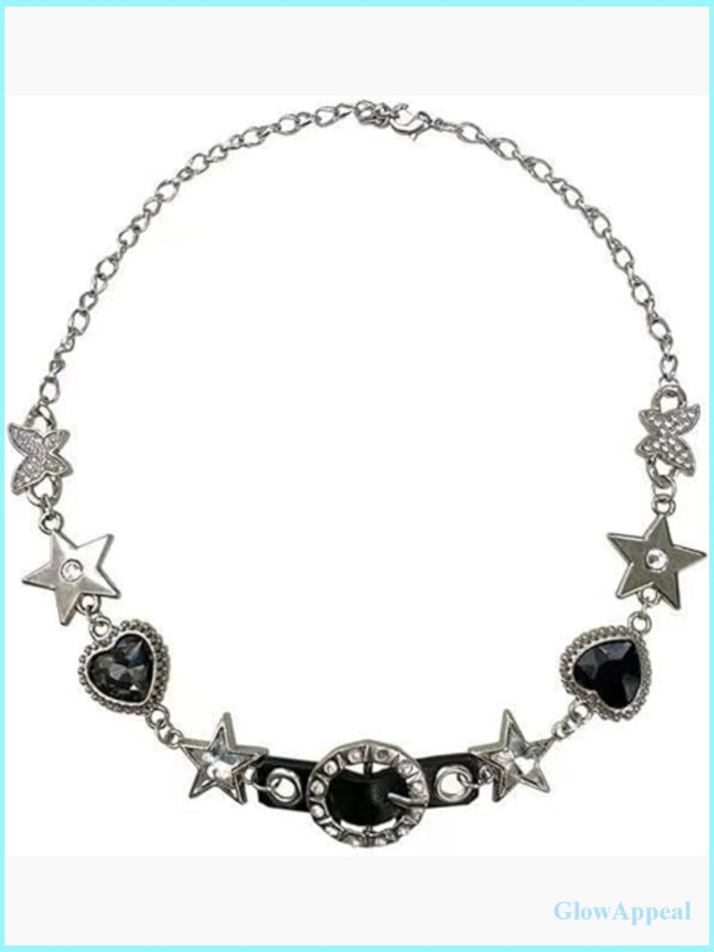 Minimalist Collar Chain Necklace with Heart Star Details for Daily Wear